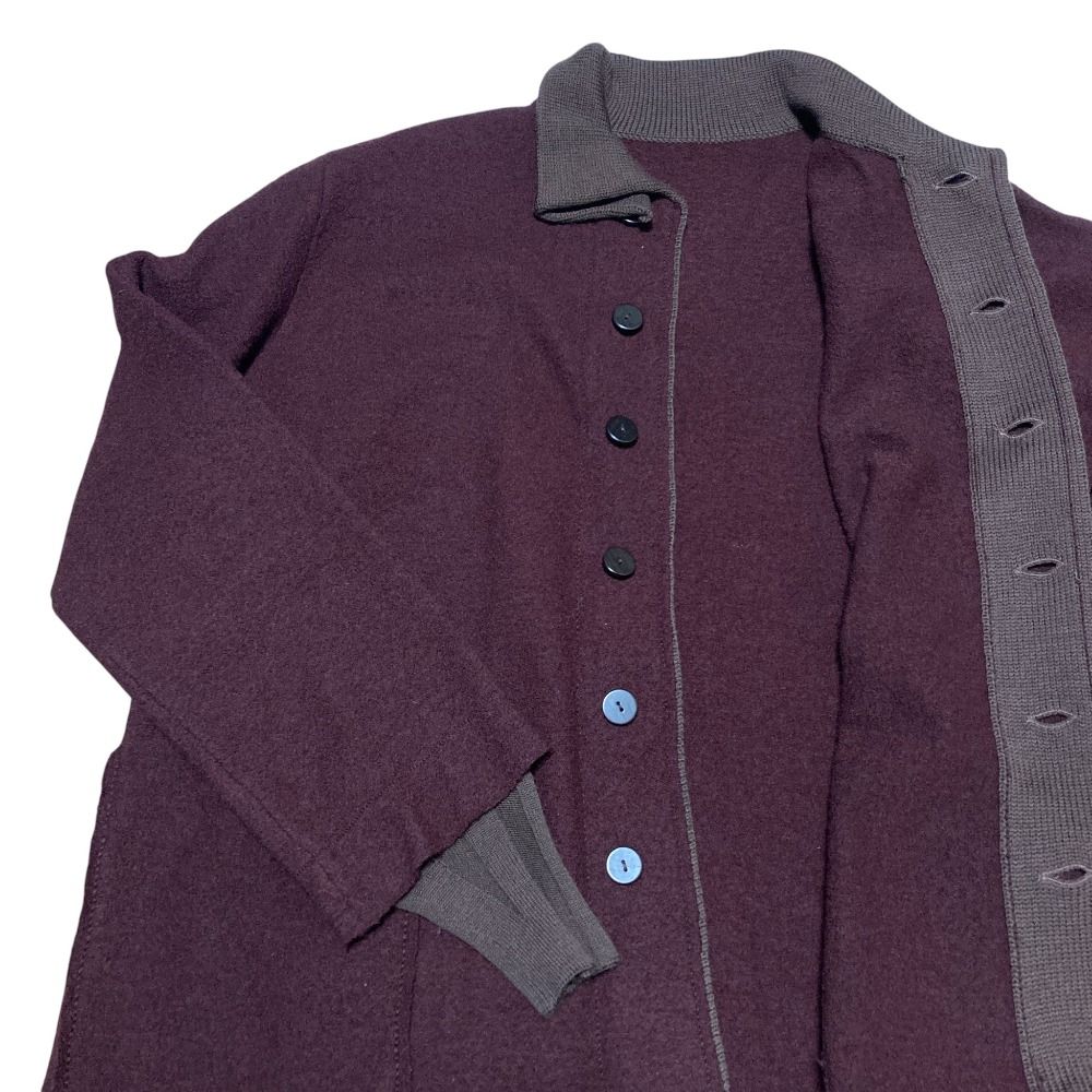 良品 Jurgen Lehl ヨーガンレール ウールニットジャケット M ボルドー
