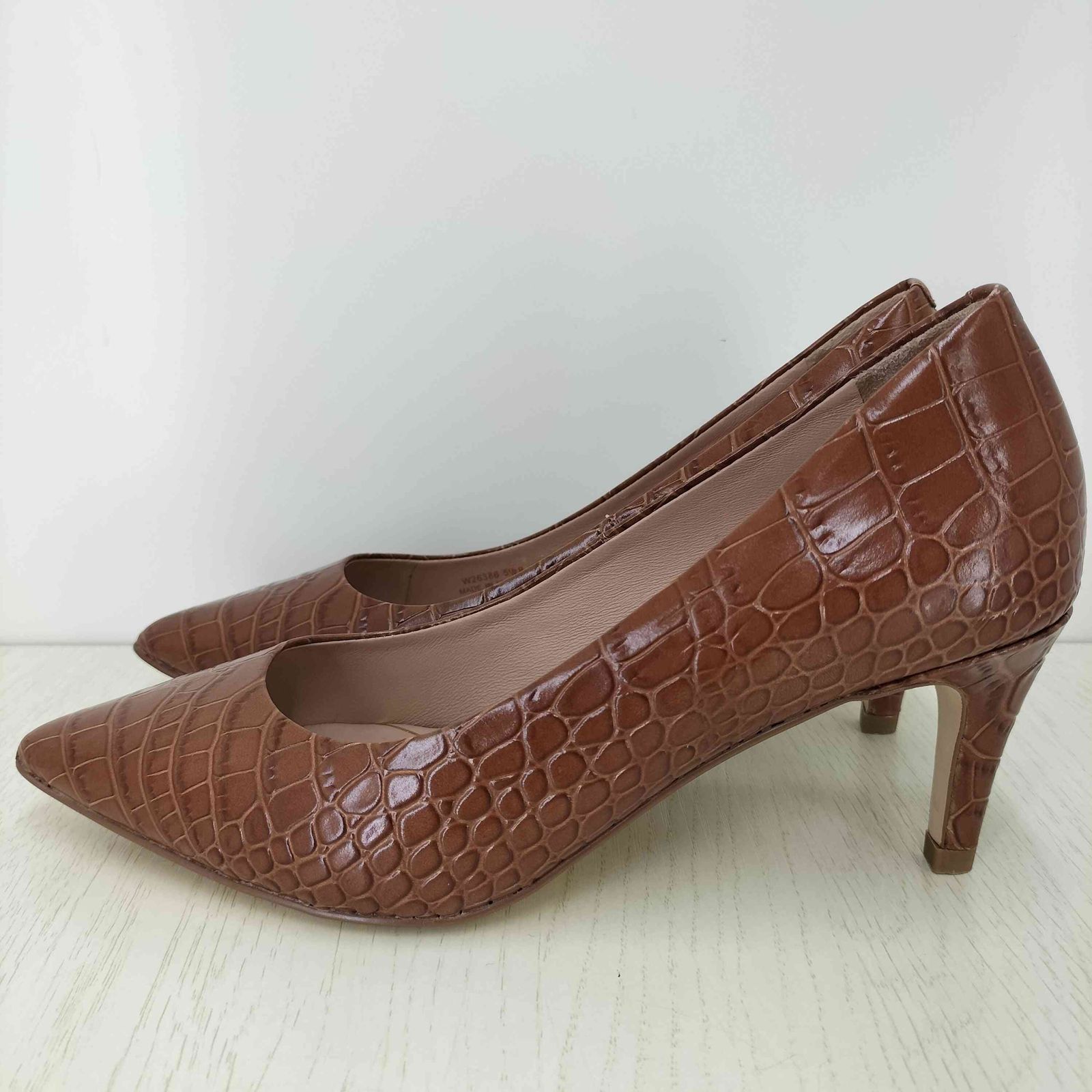 コールハーン COLE HAAN クロコ型押し ヒールパンプス レディース 5 1