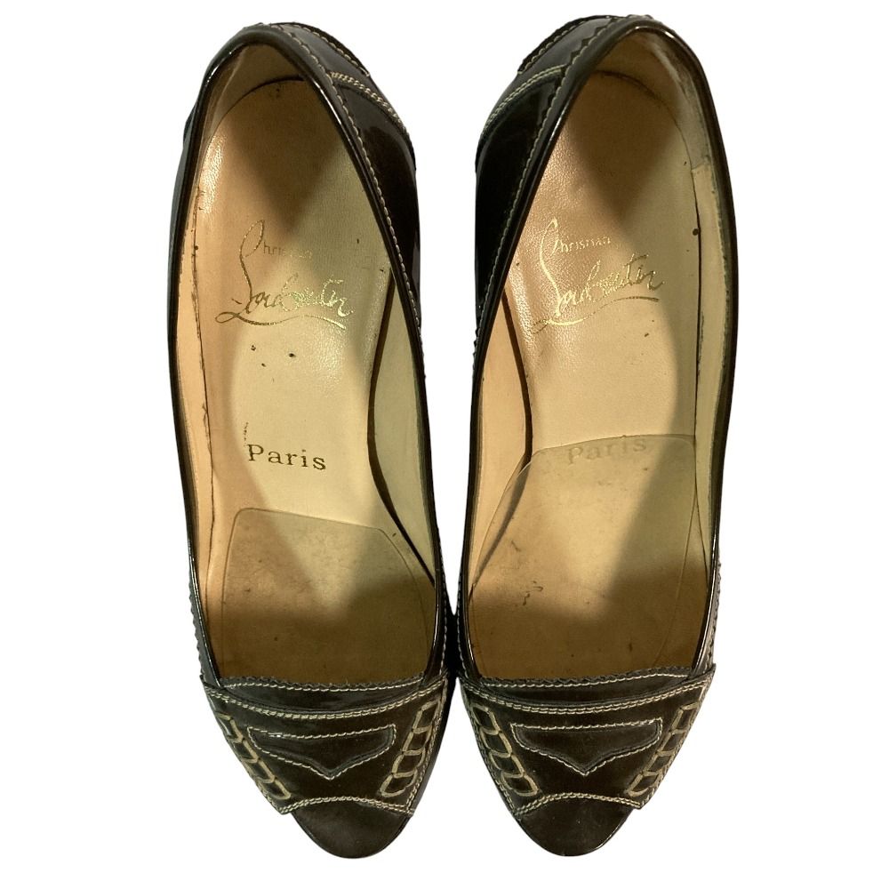 良品 Christian Louboutin クリスチャンルブタン エナメル オープン