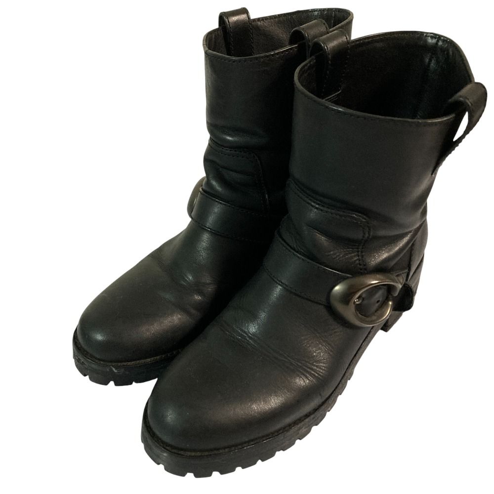 良品 COACH コーチ レザー シグネチャーバックル ショート エンジニア