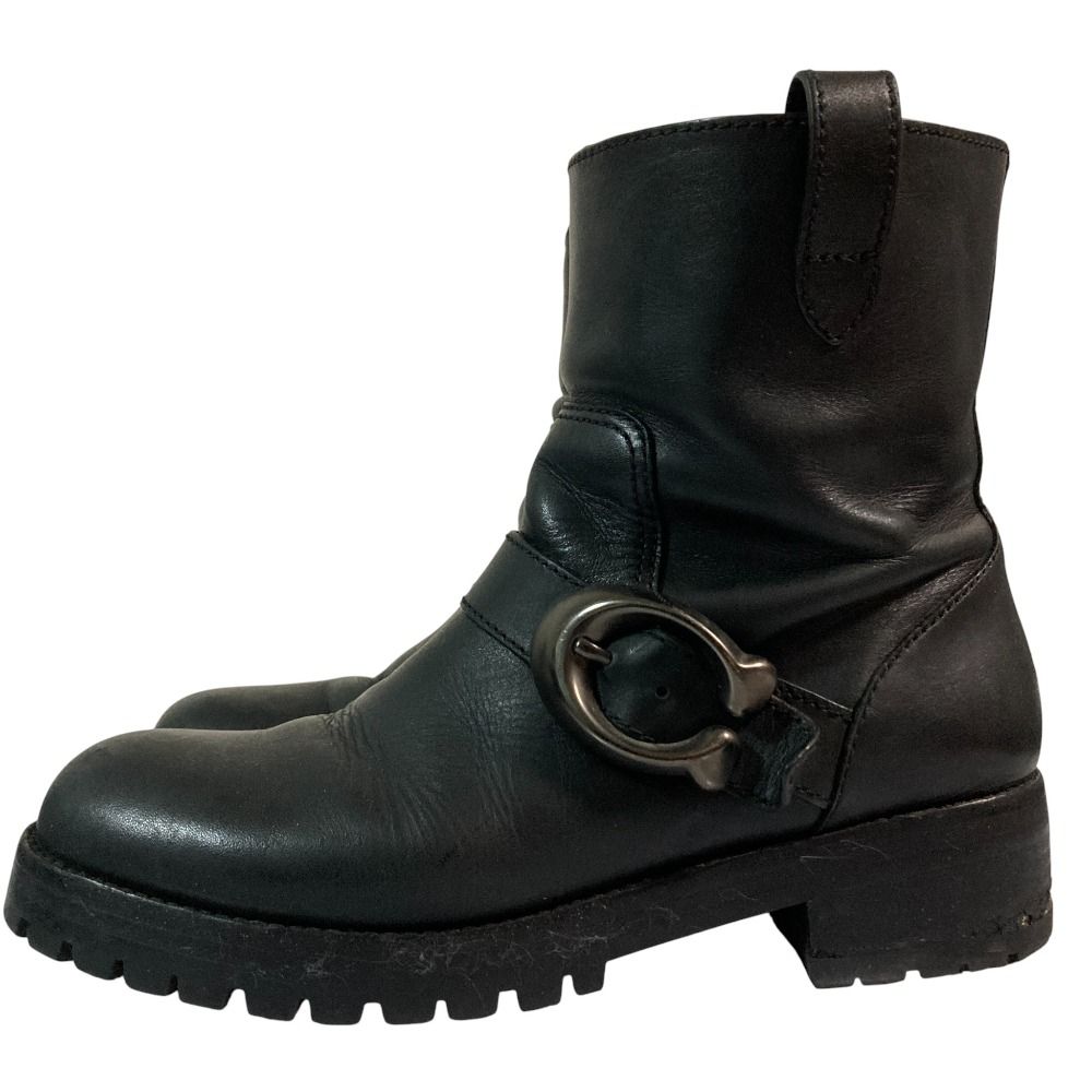 良品 COACH コーチ レザー シグネチャーバックル ショート エンジニア