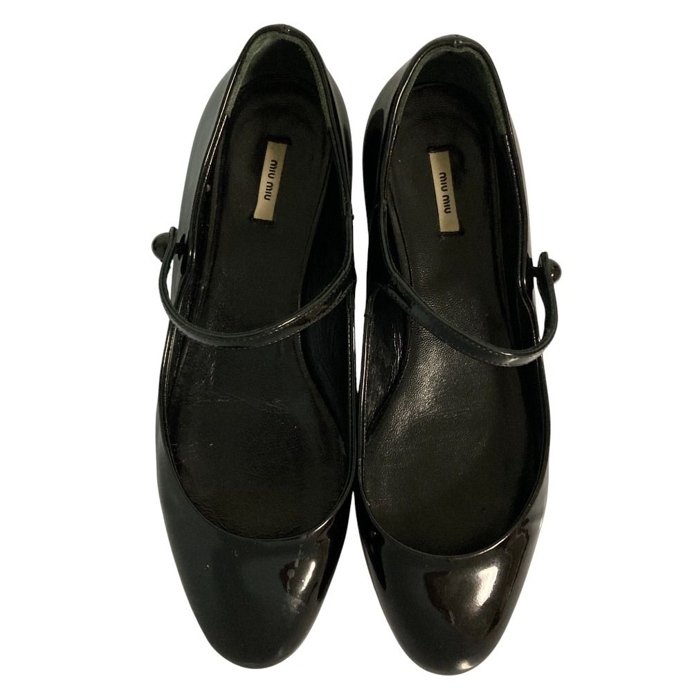 美品　miu miu　ミュウミュウ　パテント　厚底　メリージェーン　パンプス　黒 美品 MIU MIU ミュウミュウ パテントレザー メリージェーン パンプス