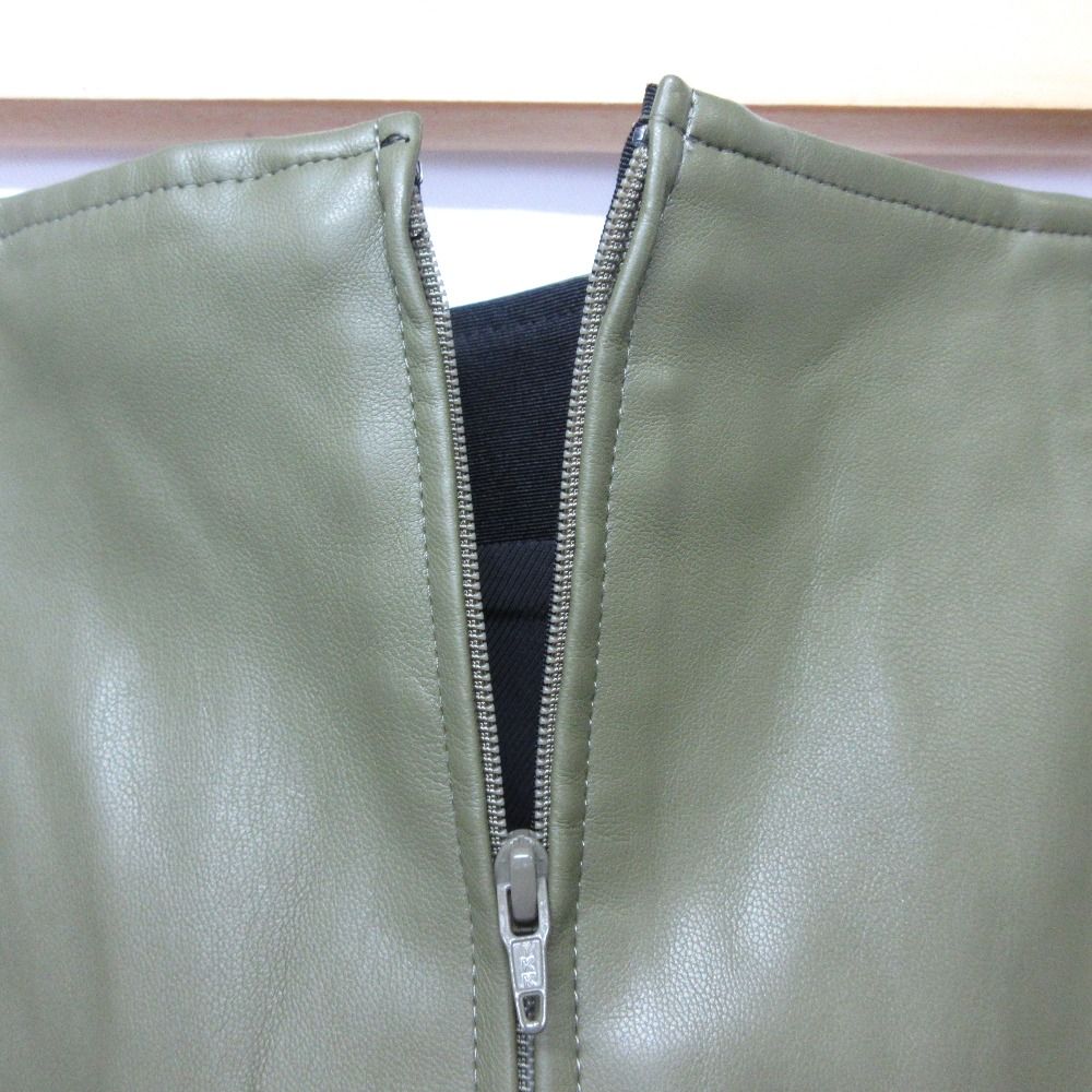 良品 ADORE アドーア シンセティックレザー ロングスカート 36 カーキ  