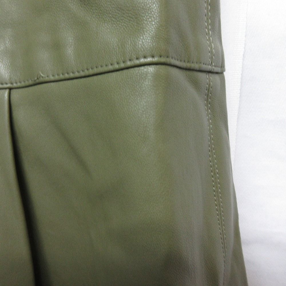 良品 ADORE アドーア シンセティックレザー ロングスカート 36 カーキ  