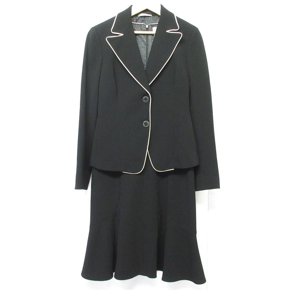 Max Mara マックスマーラ パイピング ジャケット ひざ丈 ワンピース スーツ アンサンブル セットアップ 36 ブラック レディース 古着