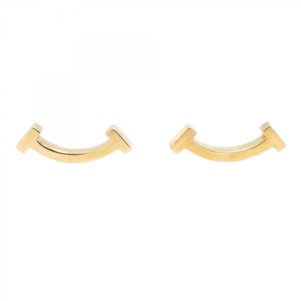 6jab0009】ティファニー ピアス Tスマイル K18YG イエローゴールド