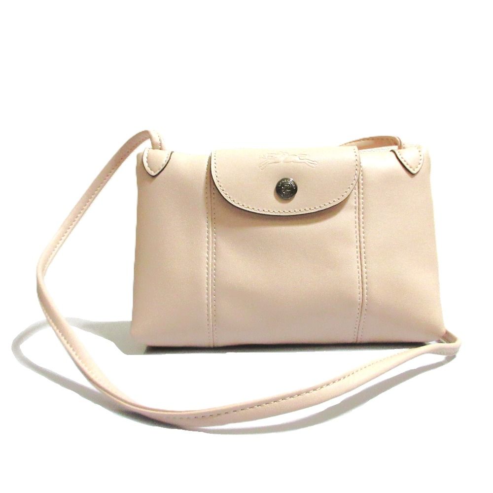LONGCHAMP ロンシャン ル プリアージュ キュイール クロスボディバッグ ショルダーバッグ べージュ レディース 古着