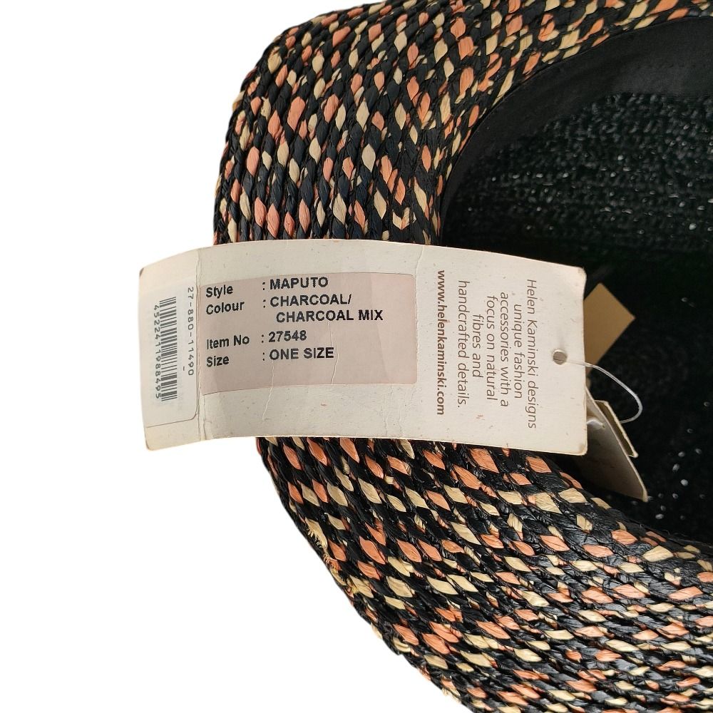 ♥ HELEN KAMINSKI ヘレンカミンスキー MAPUTO 中折れ ラフィアハット 帽子 F ブラック レディース 古着 その他 ハット 帽子