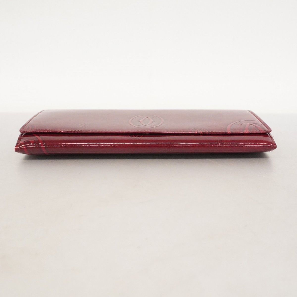 6 ab 1249 カルティエ 長財布 ハッピーバースデー エナメル ボルドー シルバー金具 レディース