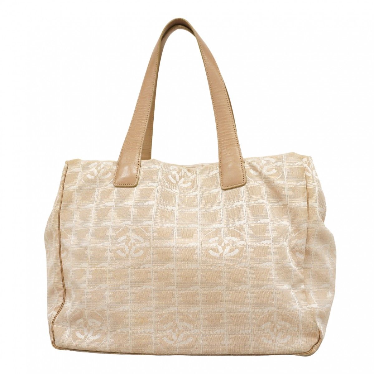 【5of6408】シャネル ハンドバッグ ニュートラベル ナイロン ベージュ シルバー金具【中古】レディース 6ab1338-k】シャネル トートバッグ ニュートラベル ナイロン ベージュ