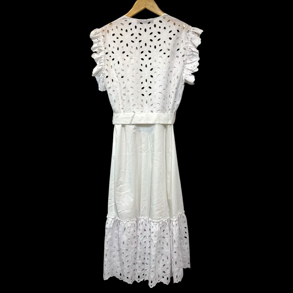 D. ディーエクステリア 銀座マギー エンブロイダリー カットワークデザイン ワンピース サイズ42 ホワイト レディース 古着