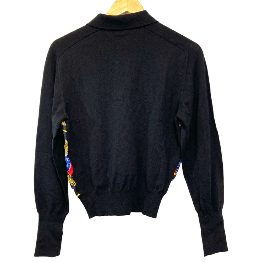 オールド　エルメス ポロニット　異素材　セリエボタン　スカーフ柄　シルク　42 オールド エルメス ポロニット 異素材 セリエボタン スカーフ柄 シルク