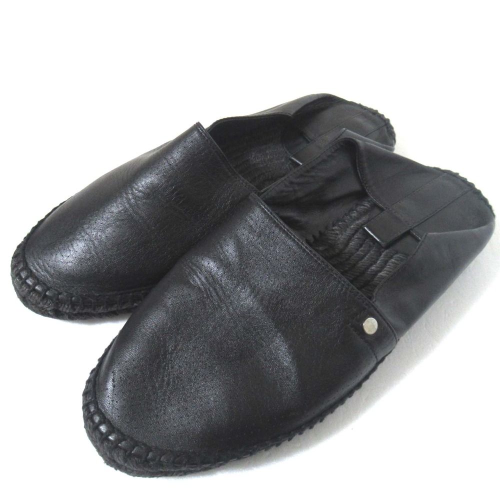 HERMES エルメス エスパドリーユ シューズ バブーシュ サイズ41 26 cm相当 ブラック メンズ 古着