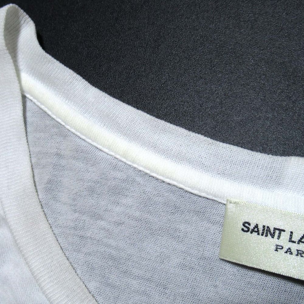 SAINT LAURENT PARIS サンローランパリ エディ期 プリント 半袖 Tシャツ ホワイト レディース 古着 着回し力 ベーシック服