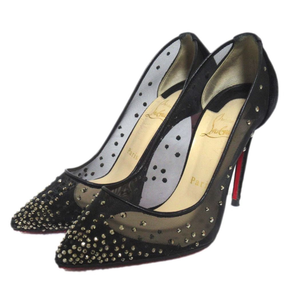 良品 Christian Louboutin クリスチャンルブタン スワロフスキー装飾