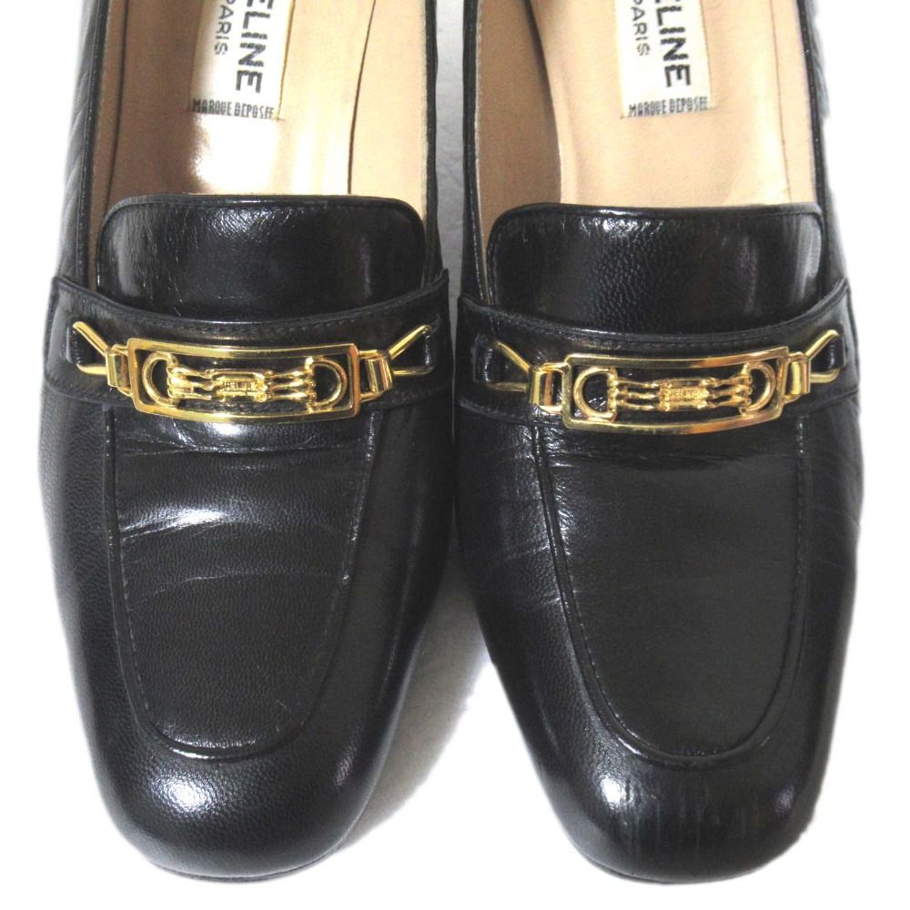 美品 CELINE セリーヌ ヴィンテージ ホースビット金具 レザー パンプス