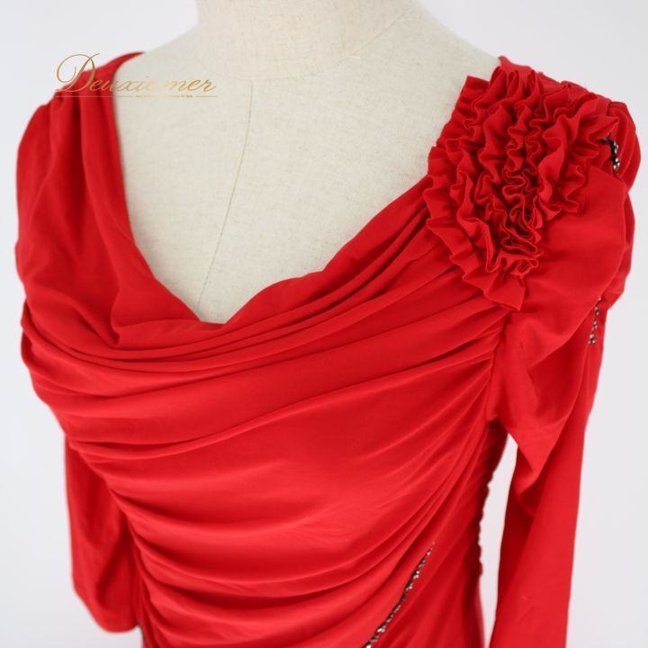 【美品タグ付き 社交ダンス衣装】ワンピース ドレス ICHIOKU 赤 レッド 社交ダンス 衣装 スタンダード ドレス ワンピース レッスンウェア