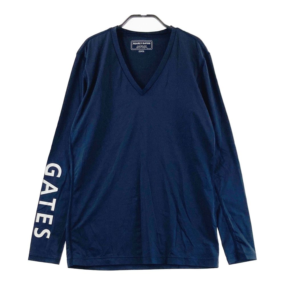 サイズ 5 PEARLY GATES パーリーゲイツ Vネック 長袖Tシャツ ブラック系 ゴルフウェア メンズ ストスト