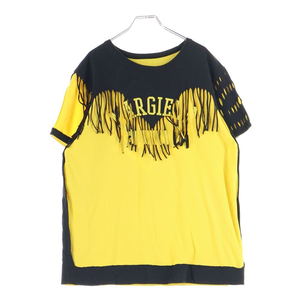 Maison Martin Margiela メゾンマルタンマルジェラ 白タグ フリンジ半袖Tシャツ 半袖カットソー ブラック|イエロー