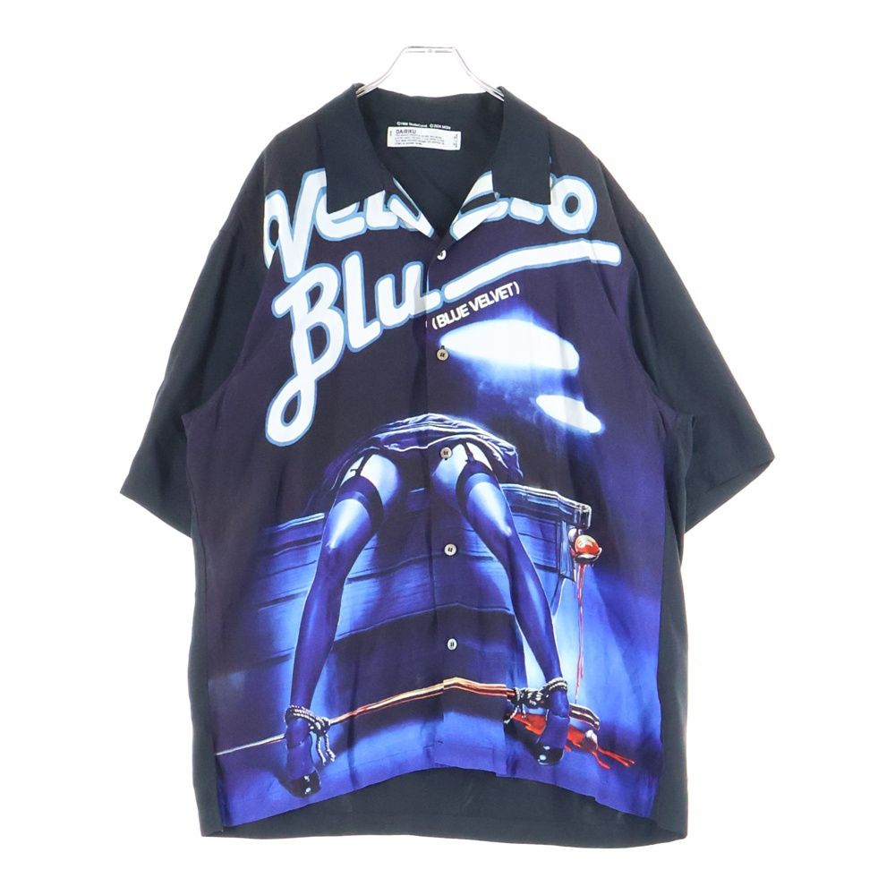 DAIRIKU ダイリク 25 SS Blue Velvet Open Collar Shirt ブルーベルベットオープンカラー半袖シャツ25 BV-2 ブルー|ブラック