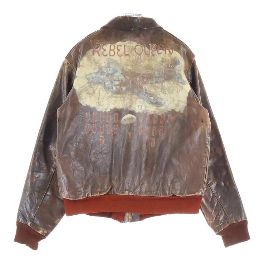 VINTAGE ヴィンテージ 40 s A-2 Figth Jacket REBEL QUEEN フライトジャケット バックペイント レザー ジャケット ブラウン
