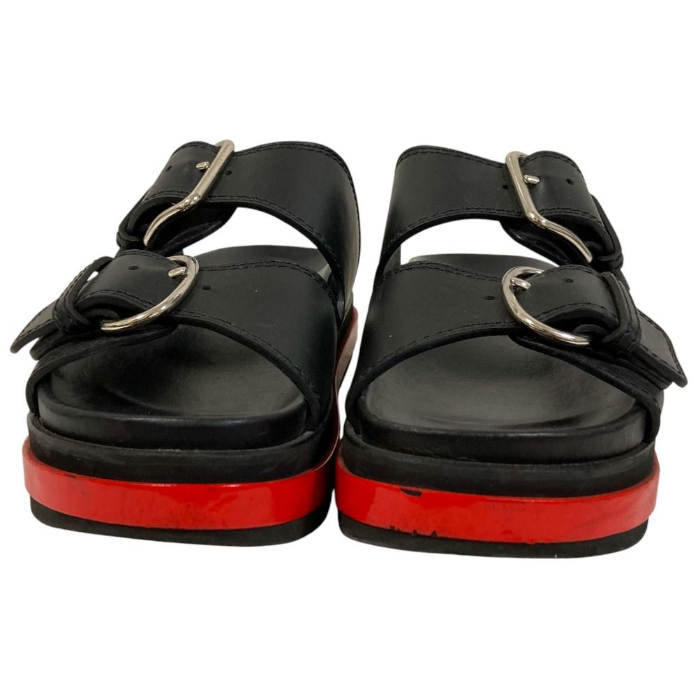 【中古】アレキサンダーマックイーン ALEXANDER MCQUEEN サンダル ピンヒール オープントゥ ジップ 36.5 ブラック 良品 Alexander McQueen アレキサンダーマックイーン ストラップ