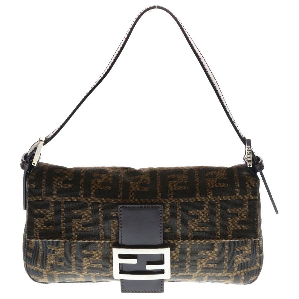 FENDI フェンディ ズッカ マンマバケット ハンドバッグ ワンショルダーバッグ ブラウン レザー×キャンバス 2308 26424 099 シルバー金具