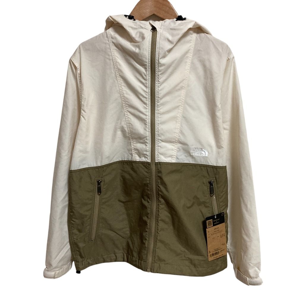 ♥ THE NORTH FACE ノースフェイス Compact Jacket マウンテンパーカー Lサイズ ホワイト カーキ レディース 古着