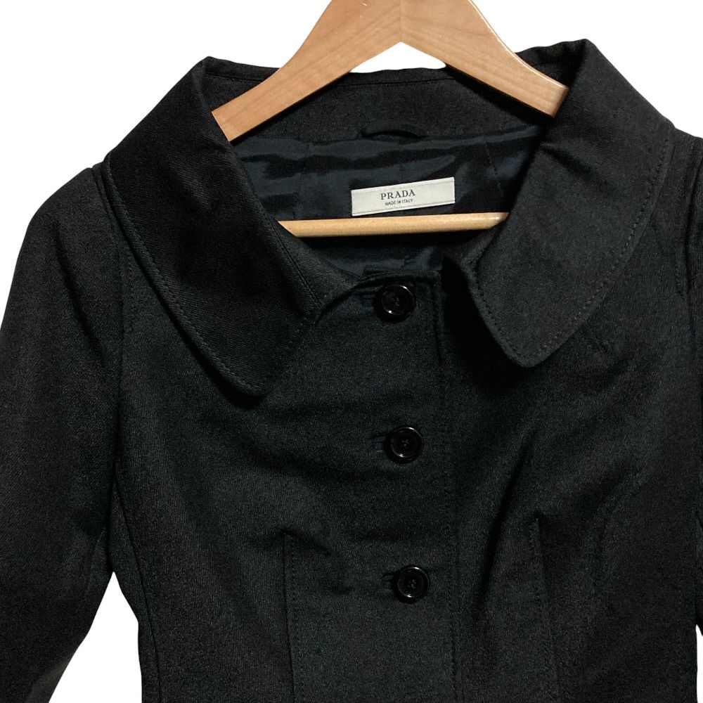 美品 PRADA プラダ ベルト付き ナイロンジャケット サイズ38 ブラック