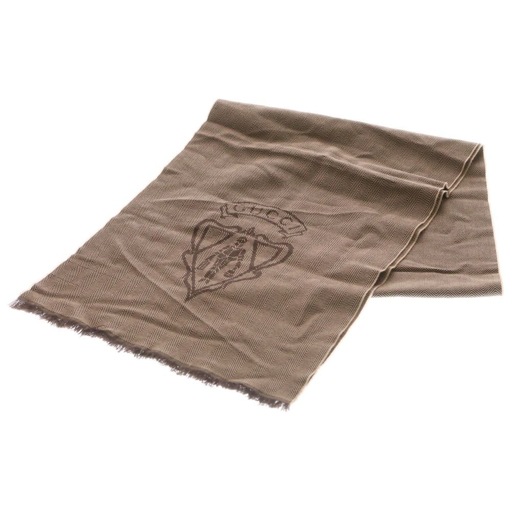 GUCCI グッチ クレストロゴ ヘリンボーン マフラー ブラウン