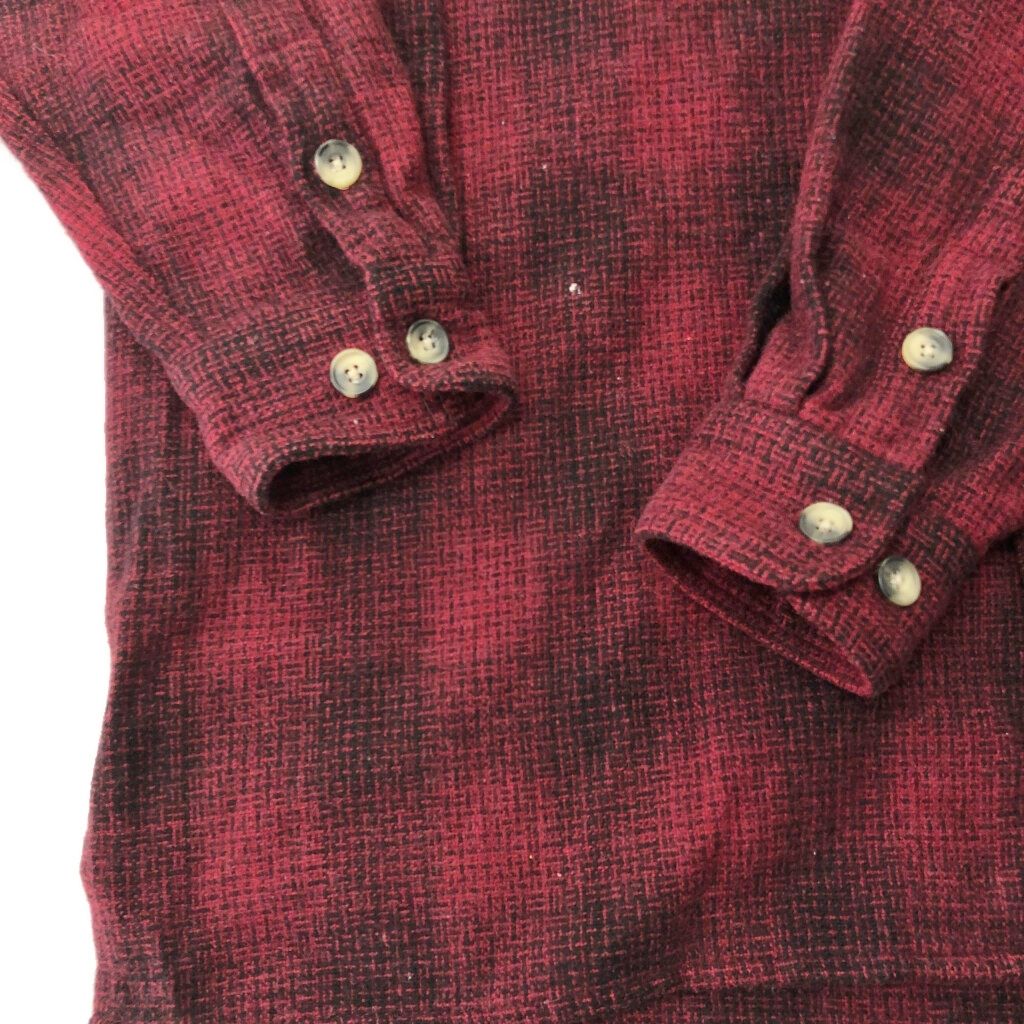  90年代 Eddie Bauer エディーバウアー オープンカラーシャツジャケット アウトドア オンブレチェック レッド メンズ L 古着 X 1106 その他 ジャケット アウター
