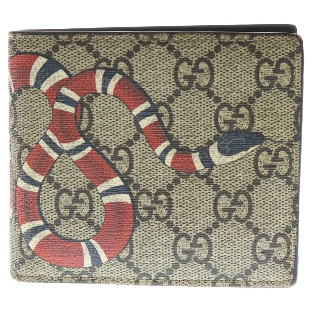 GUCCI (グッチ) GGスプリーム キングスネーク コンパクトウォレット 二