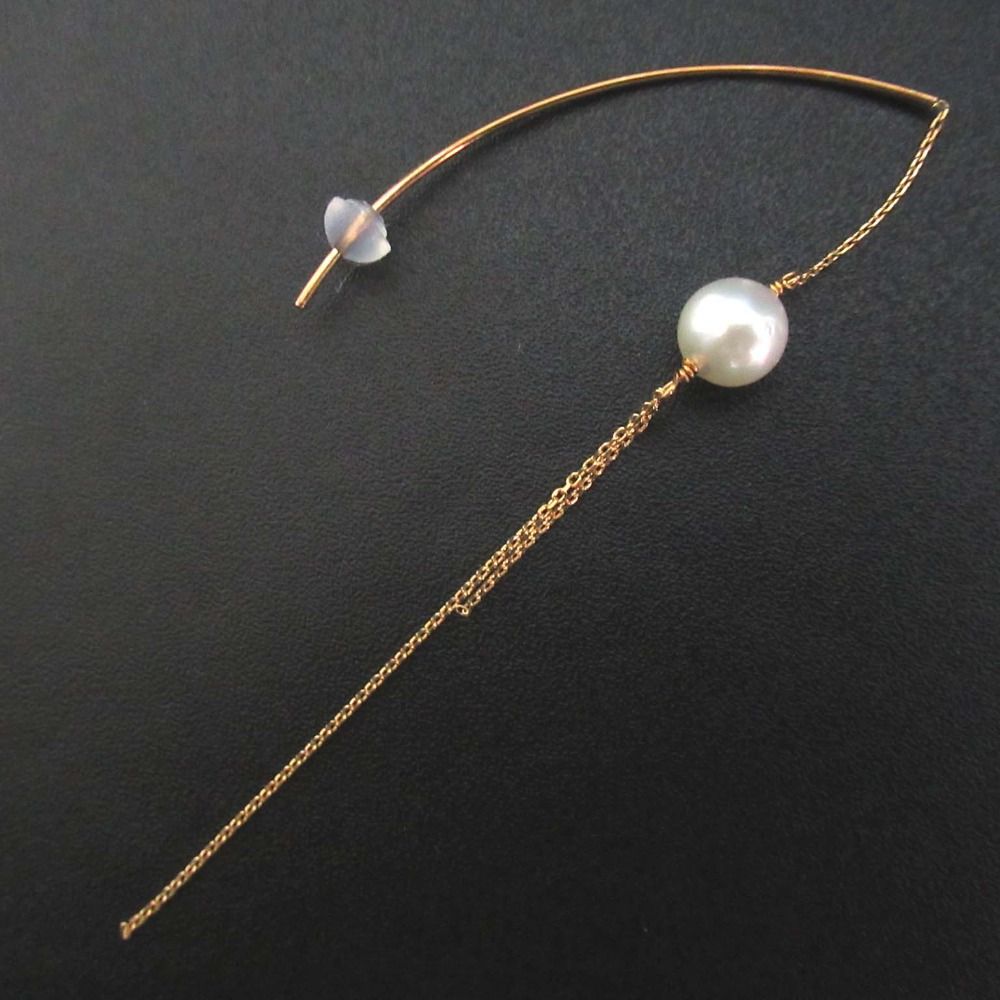 美品 Hirotaka ヒロタカ K10 パール チェーンピアス 片耳用 イエロー