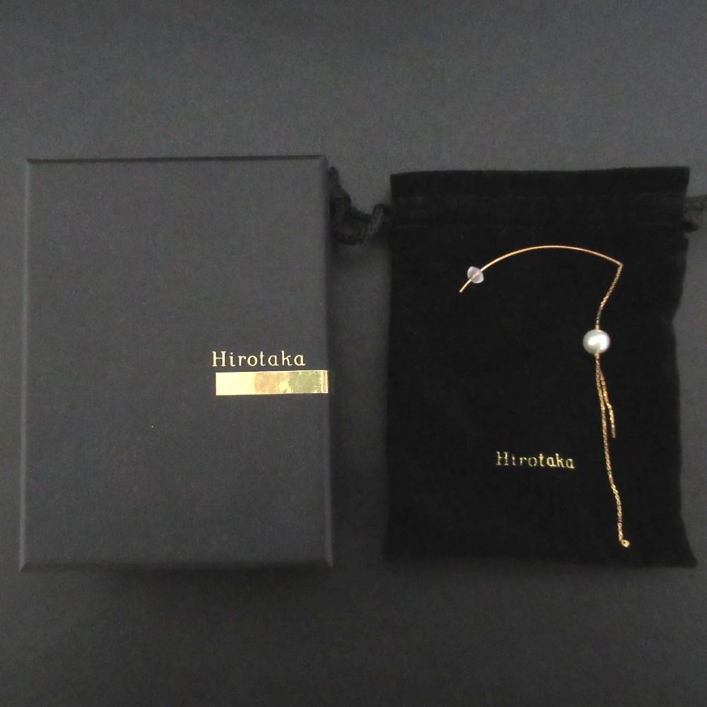 美品Hirotaka 10k パール チェーンピアス 両耳 DROSERA ダイヤモンド チェーン ピアス