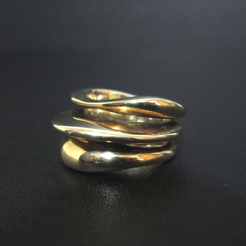 blanc iris ブランイリス 925 SV デザインリング 指輪 14号 ゴールドカラー レディース 古着