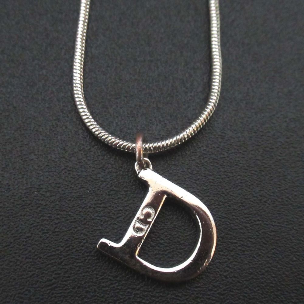 美品✨Dior ディオール 大ぶり デザイン ネックレス スネークチェーン 良品 Christian Dior クリスチャンディオール Dロゴ スネークチェーン