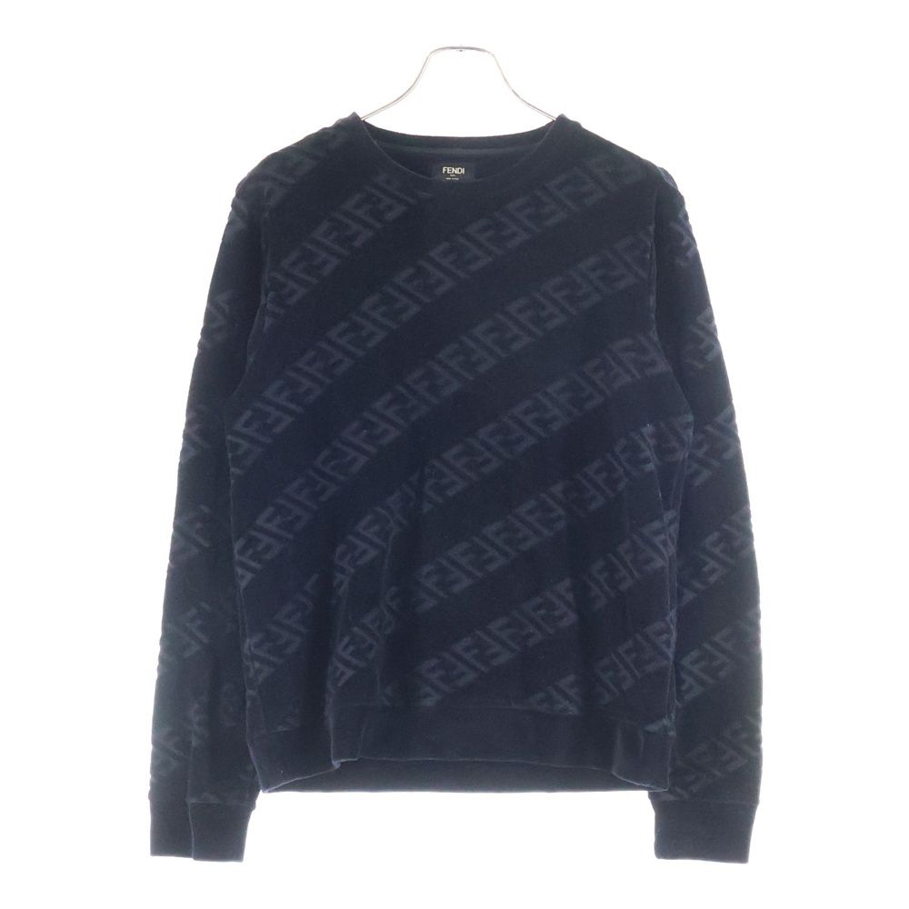 FENDI (フェンディ) FFロゴ ベロア クルーネックスウェットトレーナー