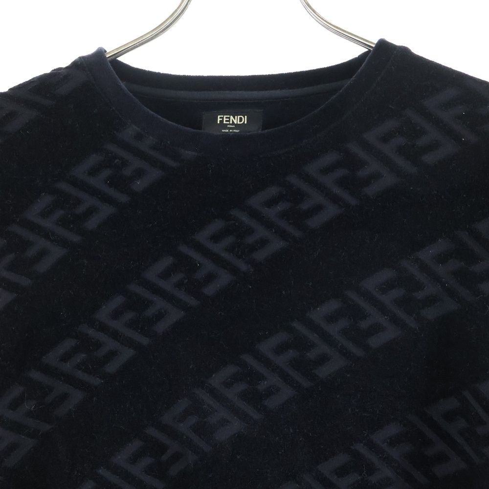 FENDI (フェンディ) FFロゴ ベロア クルーネックスウェットトレーナー