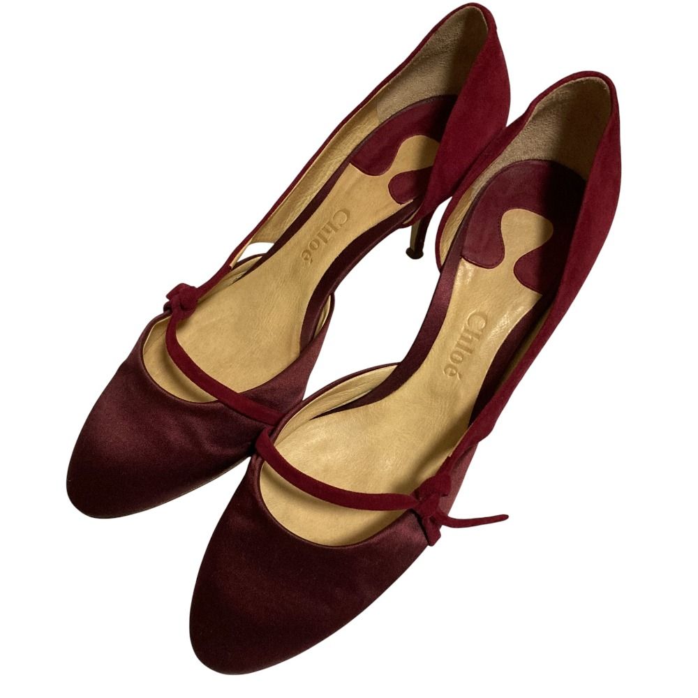 Chloe クロエ パンプス レディース 【古着】【中古】 良品 Chloe クロエ スウェード サテンコンビ パンプス サイズ38 25cm
