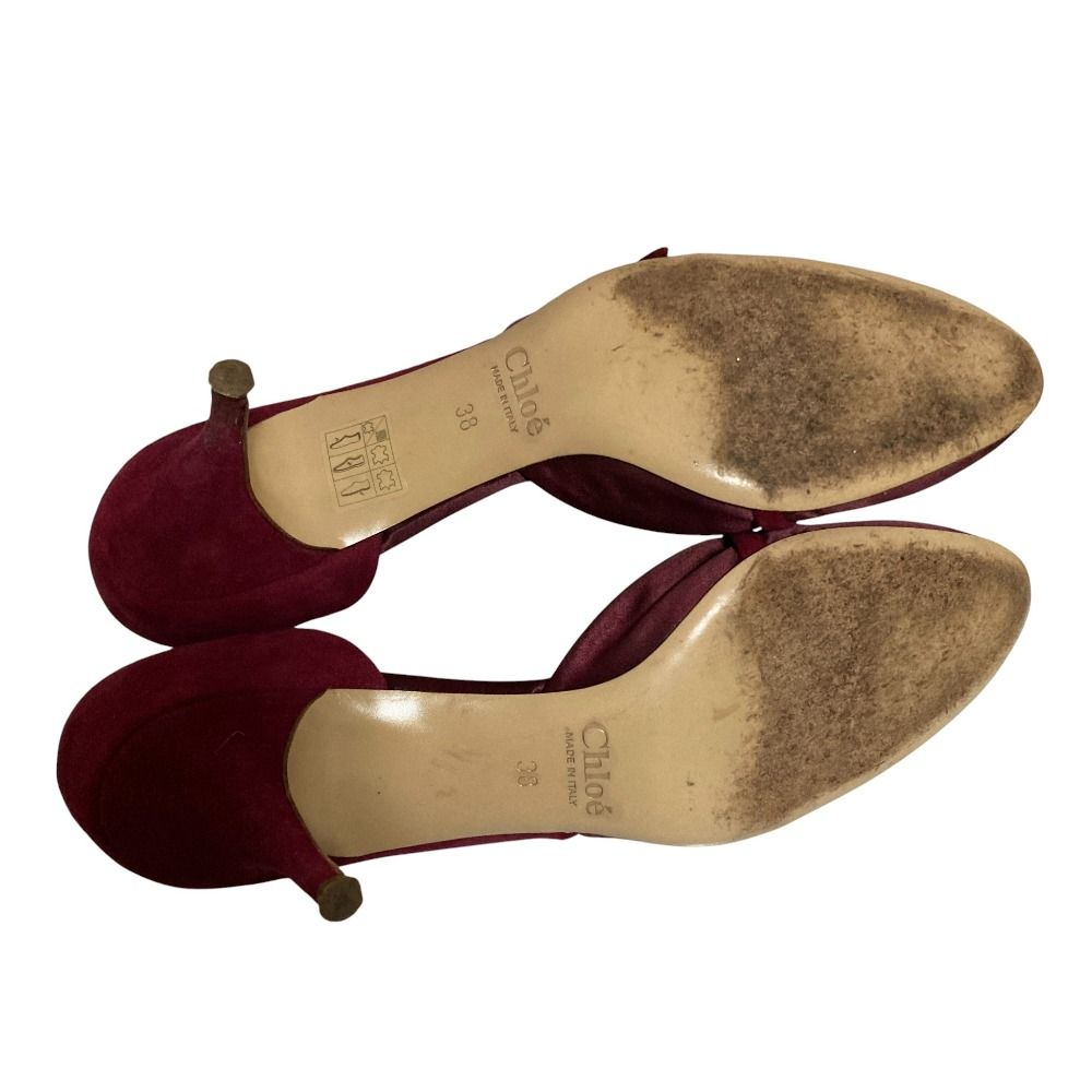 良品 Chloe クロエ スウェード サテンコンビ パンプス サイズ38 25cm