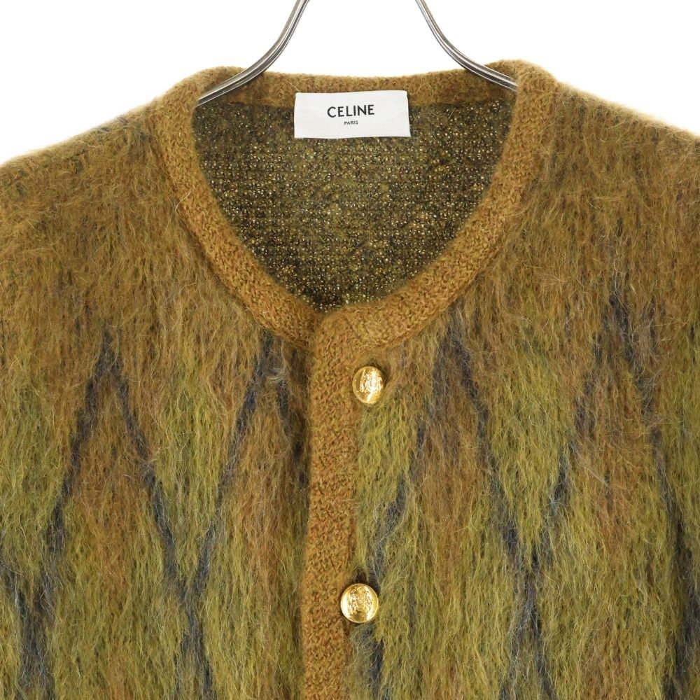 CELINE (セリーヌ) CARDIGAN JACKET アーガイル柄 ブラッシュドモヘア