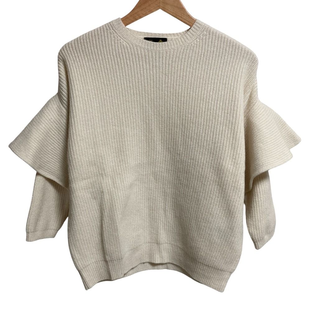 Drawer ドゥロワー 7 G畔編みクルーネックフリルニット 6513-199-1009 サイズ1 ホワイト レディース 古着