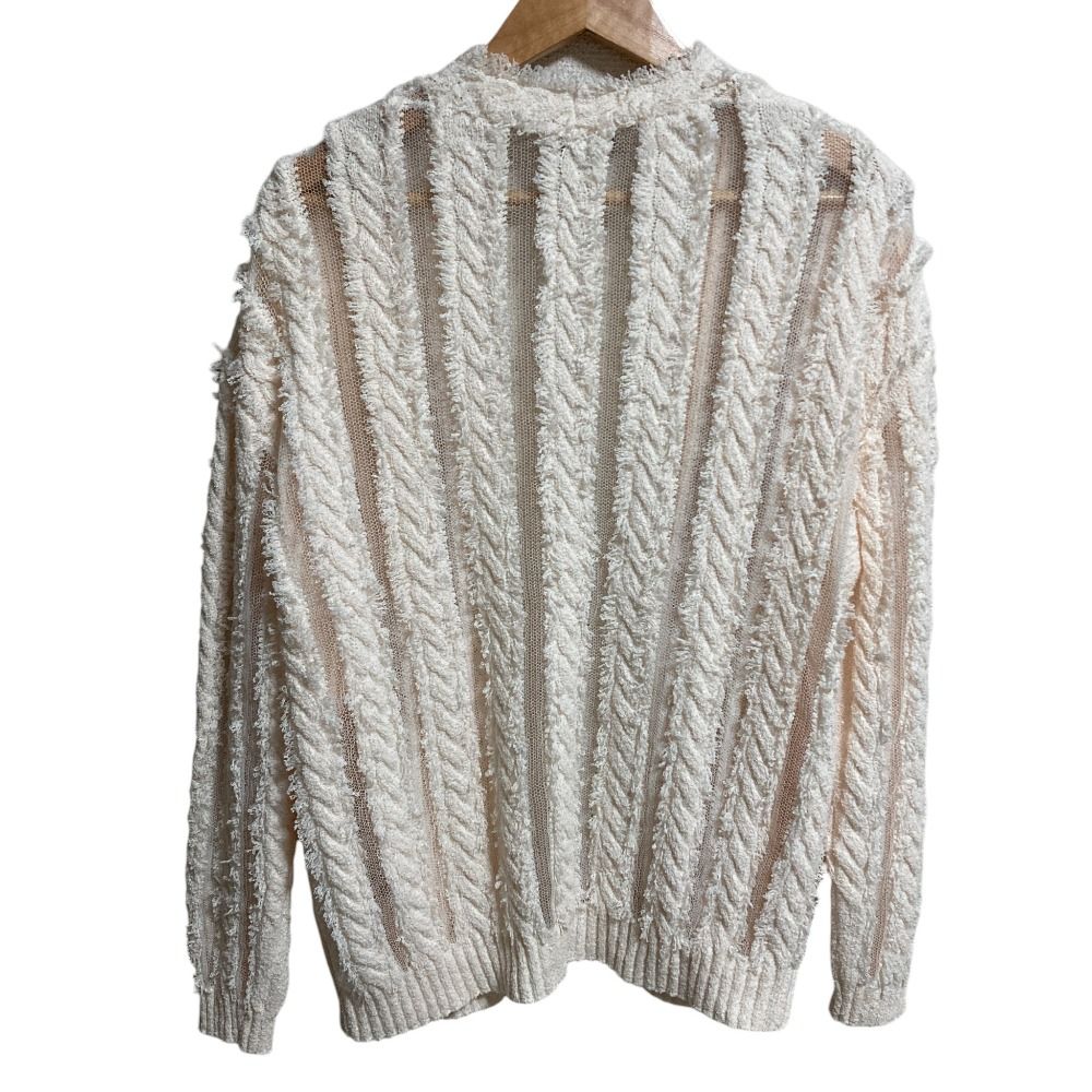 Drawer ドゥロワー フリンジケーブルカーディガン 6515-299-0627 ホワイト レディース 古着