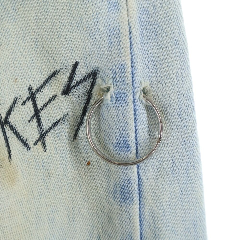 ボタンフライ プリントデニムパンツ