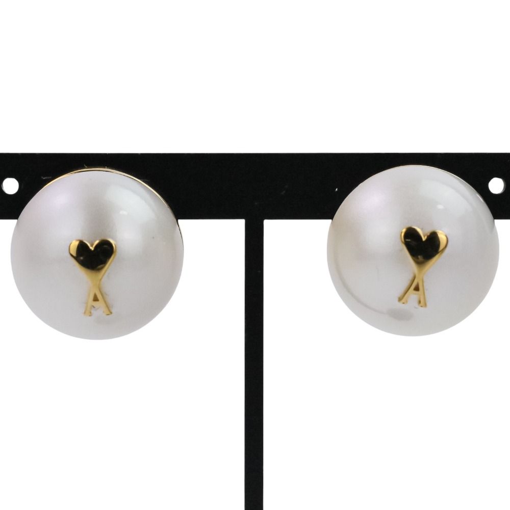 AMI PARIS アミパリス パールピアス ホワイト ゴールドカラー レディース 古着