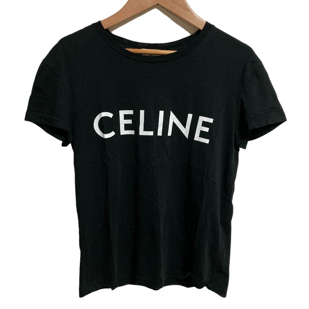 CELINE セリーヌ ロゴプリント Tシャツ カットソー XSサイズ ブラック レディース 古着