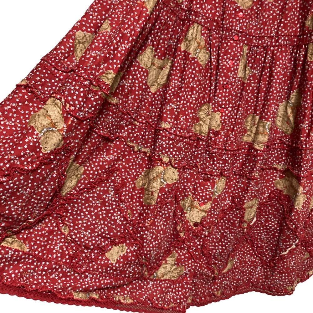 美品 PINK HOUSE ピンクハウス テディベアプリント ロングスカート  