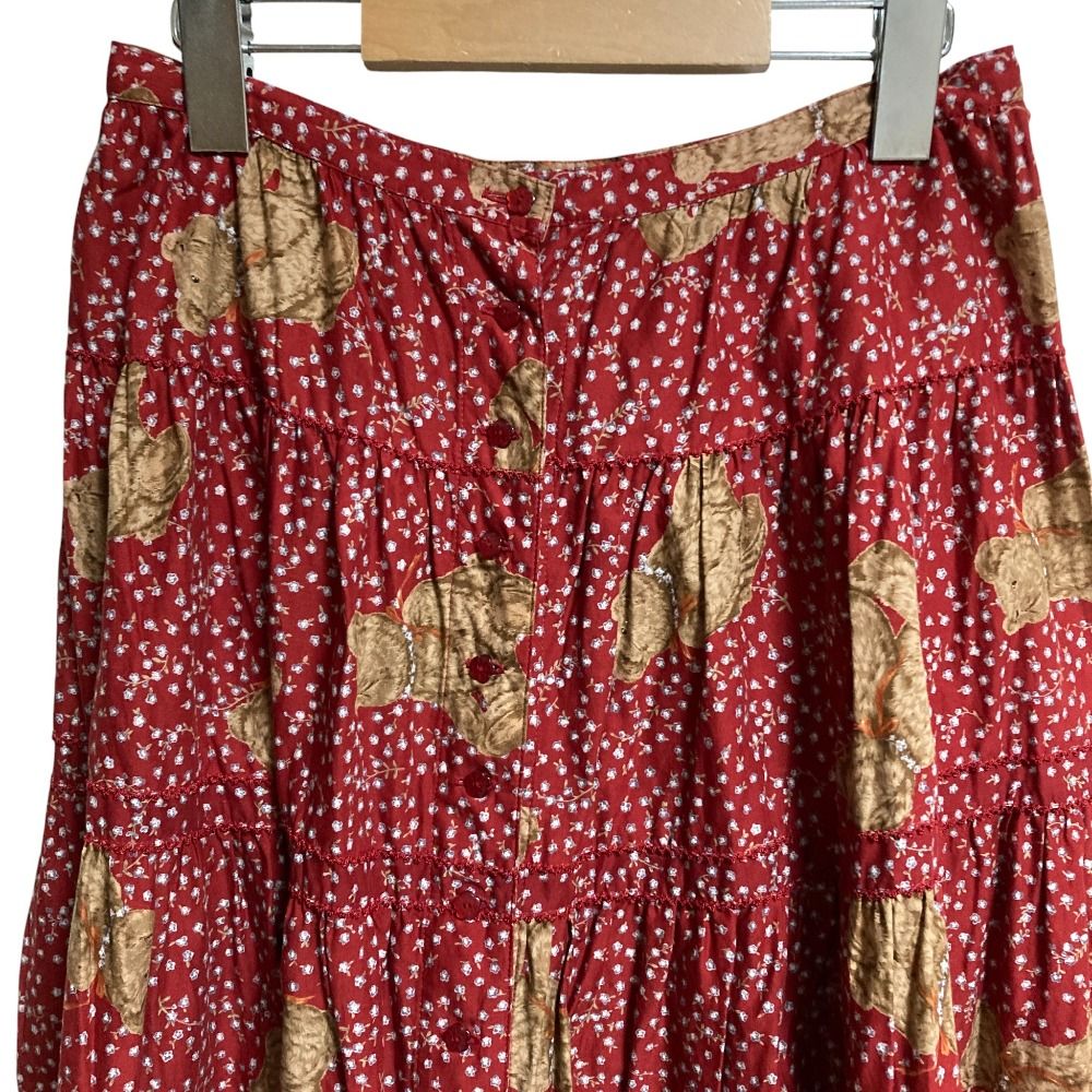 美品 PINK HOUSE ピンクハウス テディベアプリント ロングスカート  