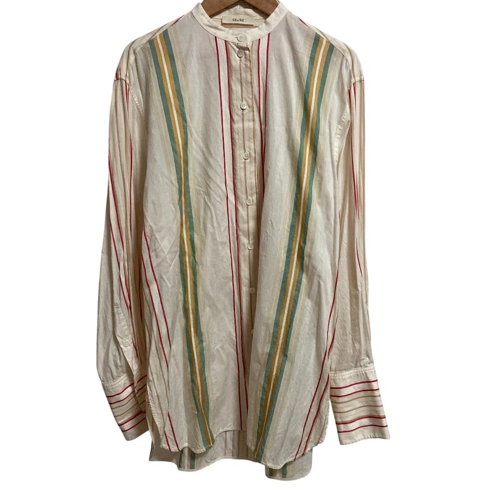 CELINE セリーヌ フィービー期 マルチストライプ 長袖 シャツ サイズ34 キナリ レディース 古着