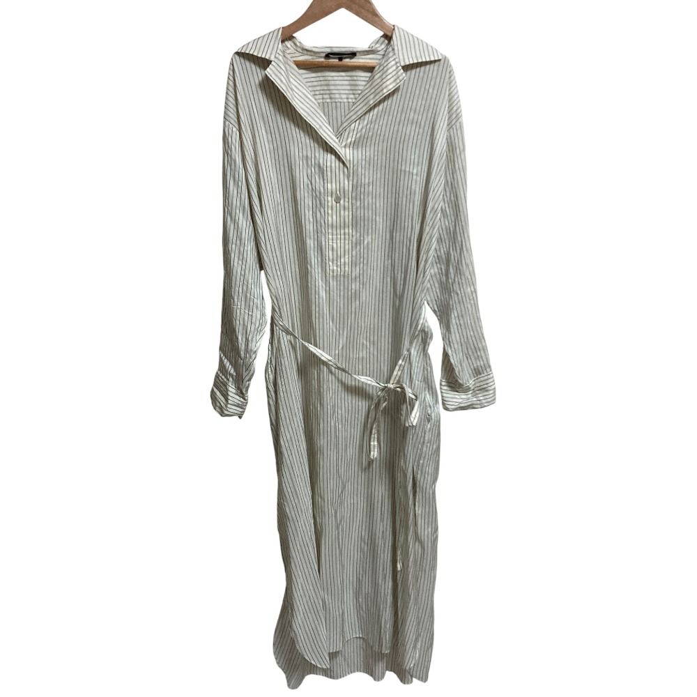 THE ROW ザロウ シルク ストライプ シャツワンピース XSサイズ ホワイト ブラック レディース 古着